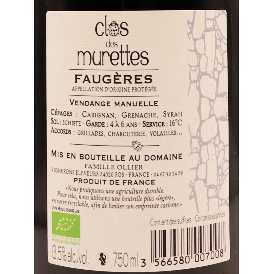 Languedoc Rouge Faugères D.Ollier Taillefer Clos Murettes 22 75cl – Image 2