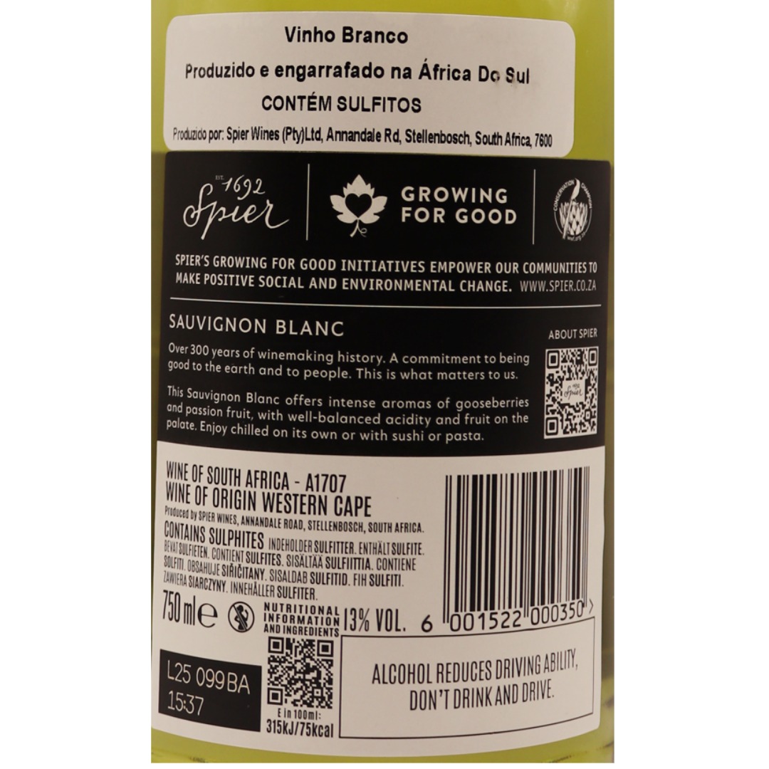 Afrique du Sud Blanc Sauvignon Classic Spier 25 75cl – Image 2