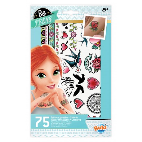 Pochette de 75 tatouages lavables et colorés