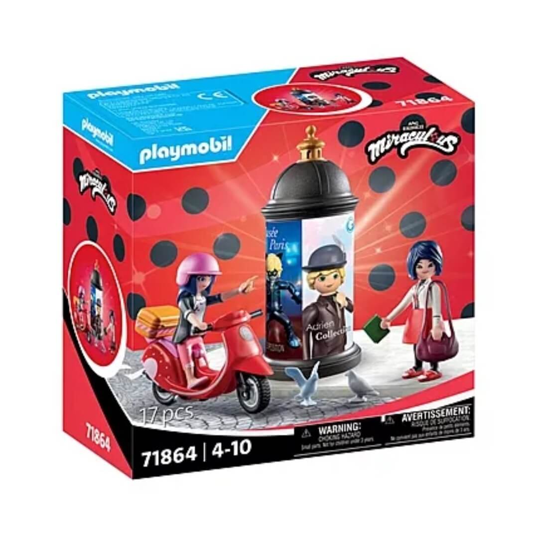 Figurines Marinette et Kagami avec scooter rouge