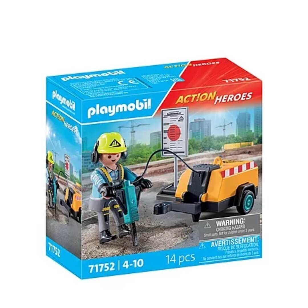 Figurine de travailleur de la route avec outil démolisseur