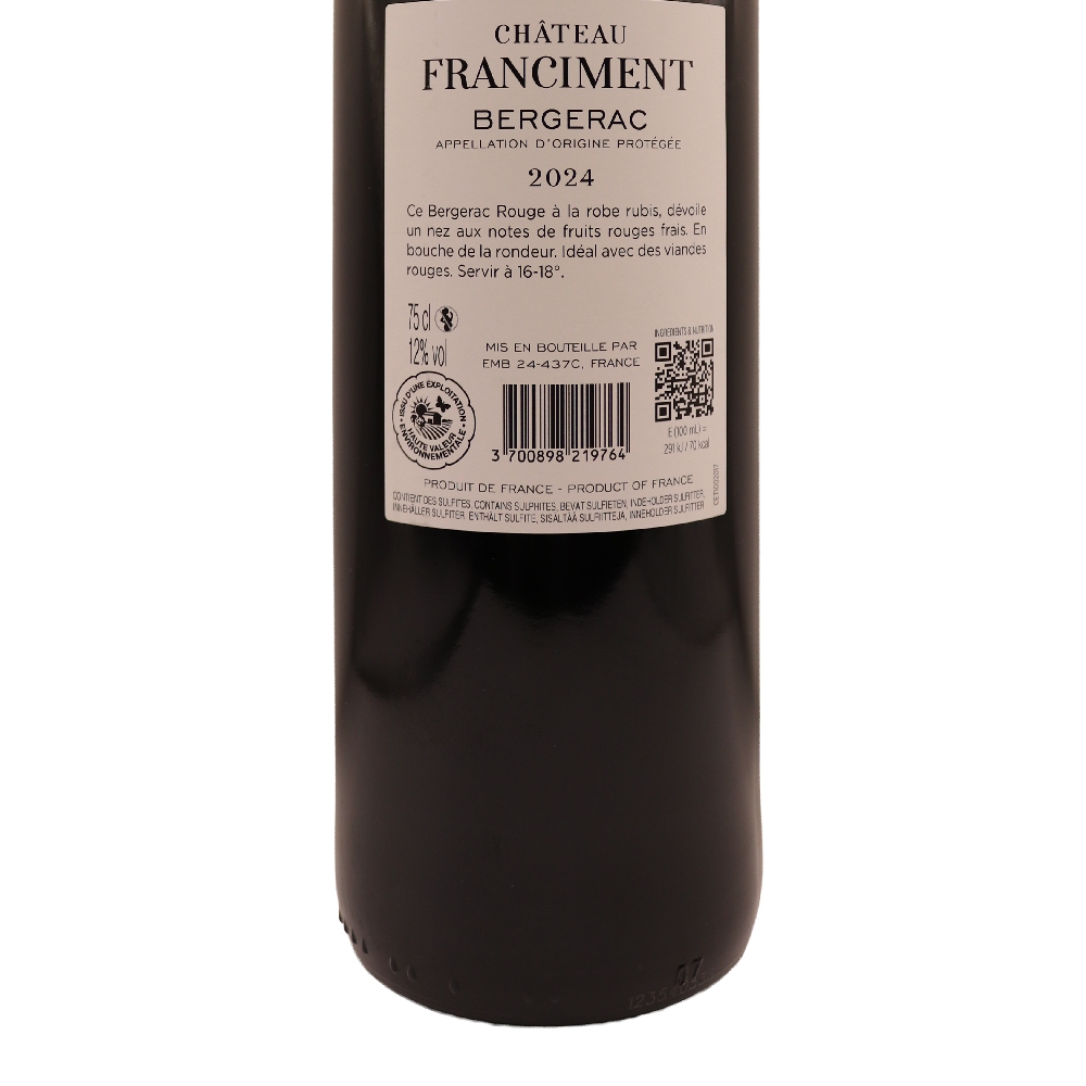 Sud-Ouest Rouge Bergerac Château Franciment 24 75cl – Image 2