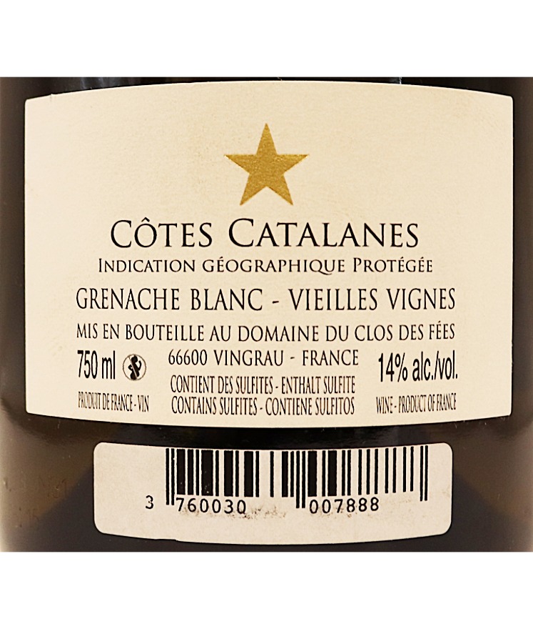 Languedoc Blanc Côtes Catalanes Domaine du Clos des Fées 22 75cl – Image 2