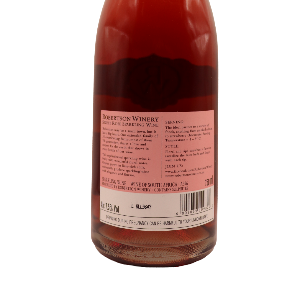 Afrique du Sud Petillant Rosé doux Robertson 75cl – Image 2