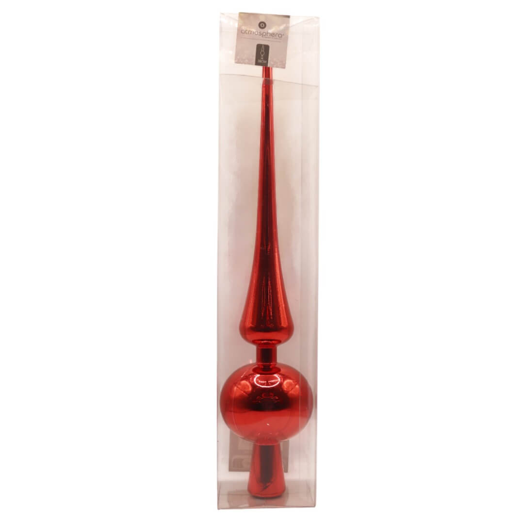 Cimier 1 boule rouge brillant 28cm