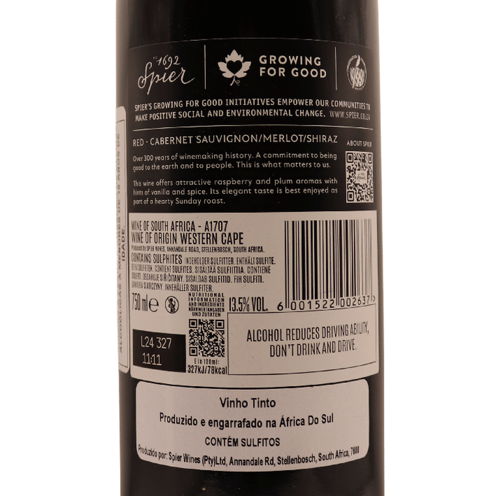 Afrique du Sud rouge Cabernet Sauvignon Merlot Shiraz Spier 23 75cl – Image 2