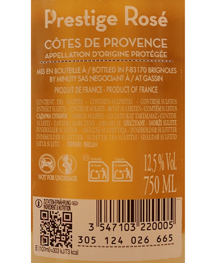 Provence Rosé Côtes De Provence Minuty Prestige 24 75cl – Image 2