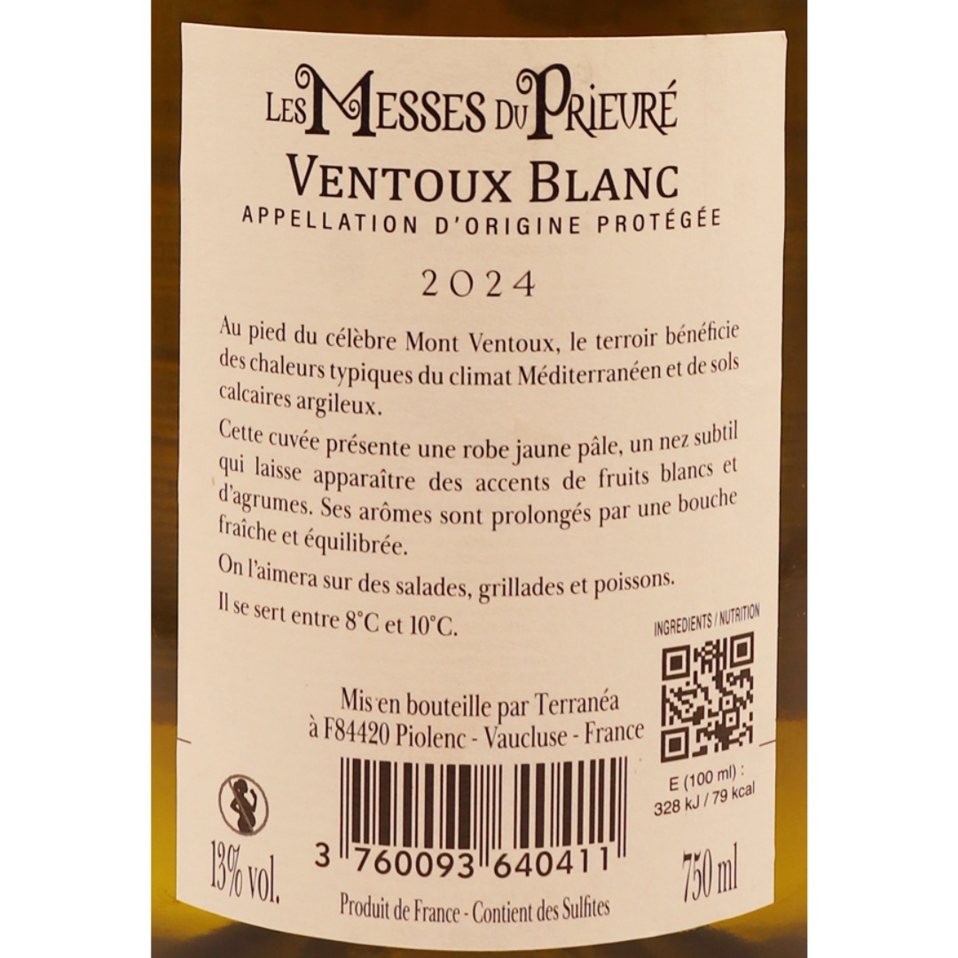 Rhône Blanc Ventoux les Messes du Prieure 24 75cl – Image 2