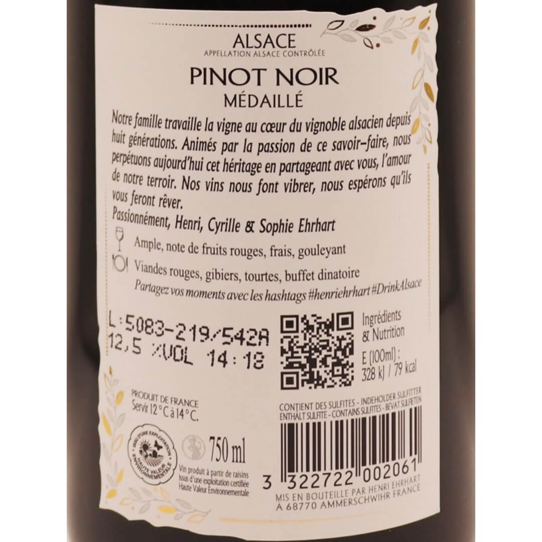 Alsace Rouge Pinot Noir H.Ehrhart collection familiale 24 75cl – Image 2