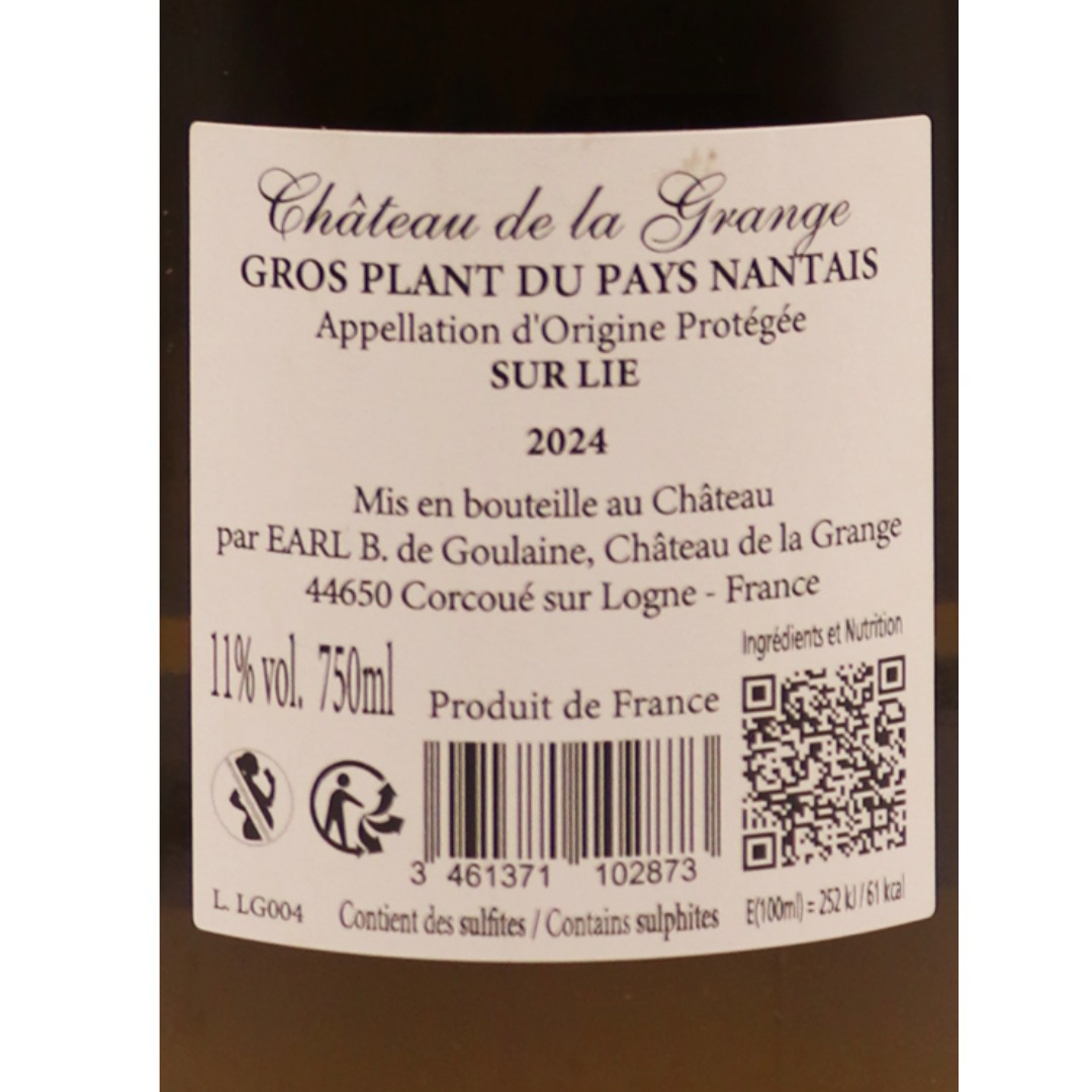Loire Blanc Gros Plant Pays Nantais lie Château la Grange 24 75cl – Image 2