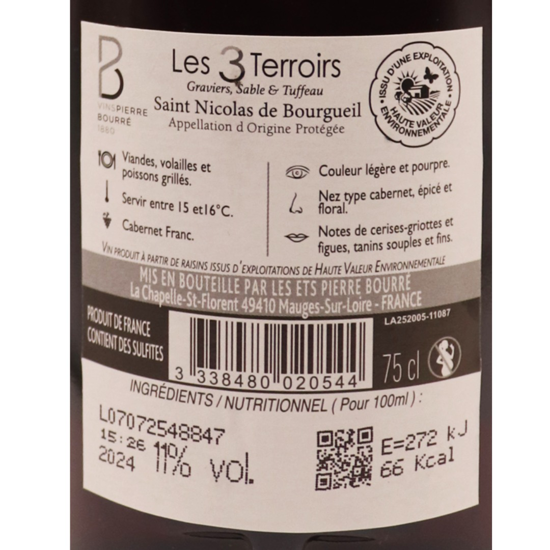 Loire Rouge Saint-Nicolas Bourgueil les Trois Terroirs 24 75cl – Image 2