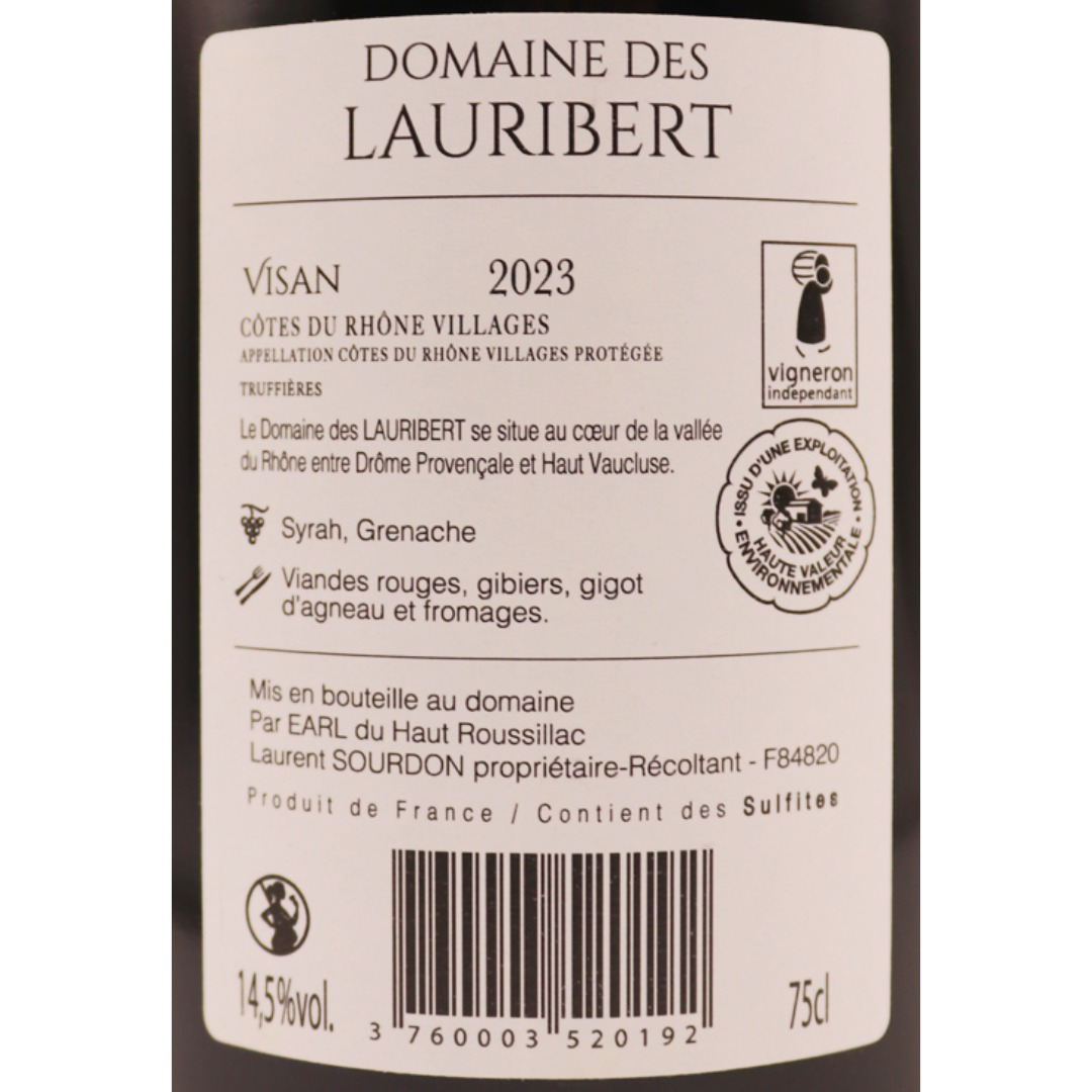 Côtes du Rhône Rouge Villages Visan Domaine Lauribert 23 75cl – Image 2