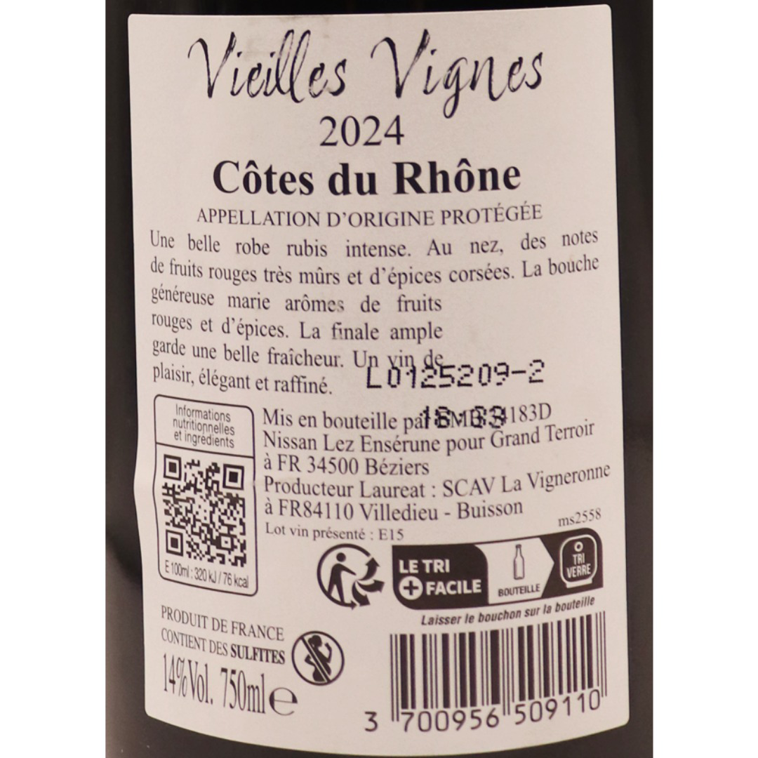 Côtes du Rhône Rouge Vieilles Vignes 24 75cl – Image 2