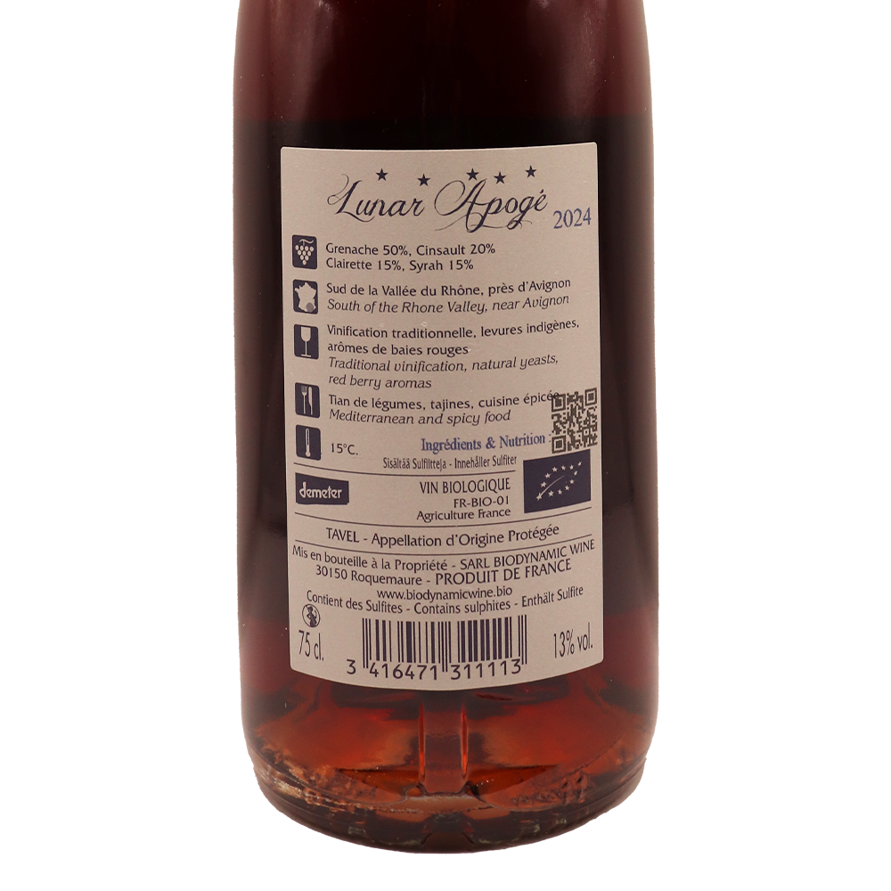 Rhône Rosé Tavel Domaine Carabiniers Lunar Apogée biodynamie 24 75cl – Image 2