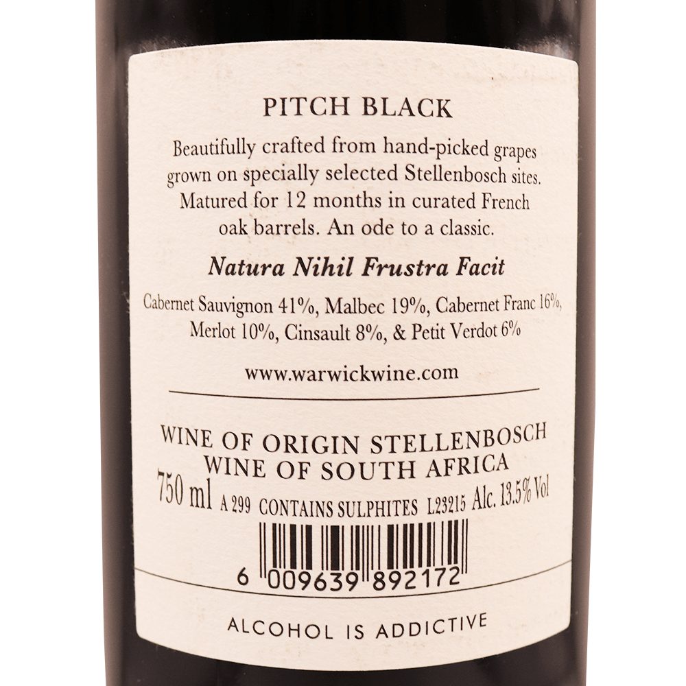 Afrique du Sud rouge Prof Pitch Black Warwick 22 75cl – Image 2