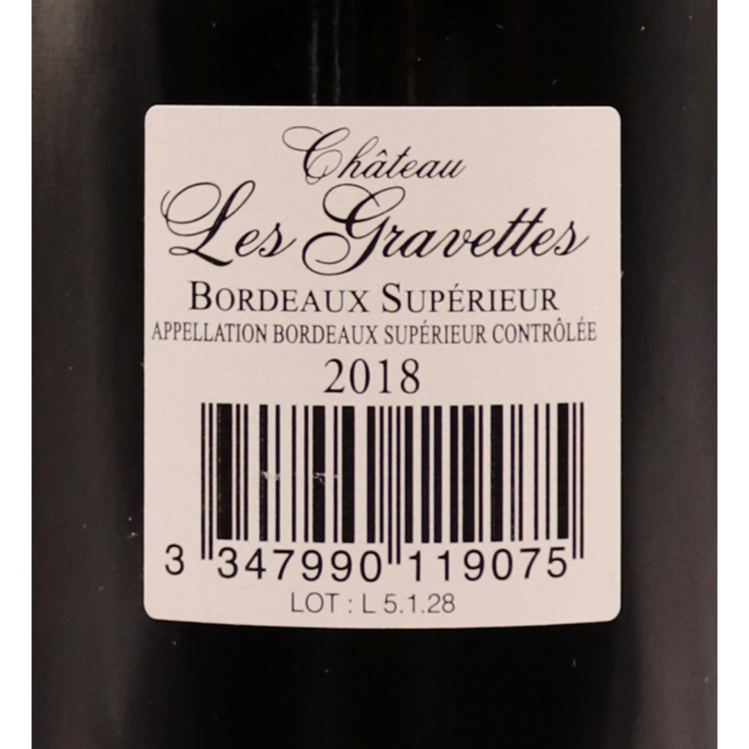 Bordeaux Rouge Supérieur Château les Gravettes 18 75cl – Image 2