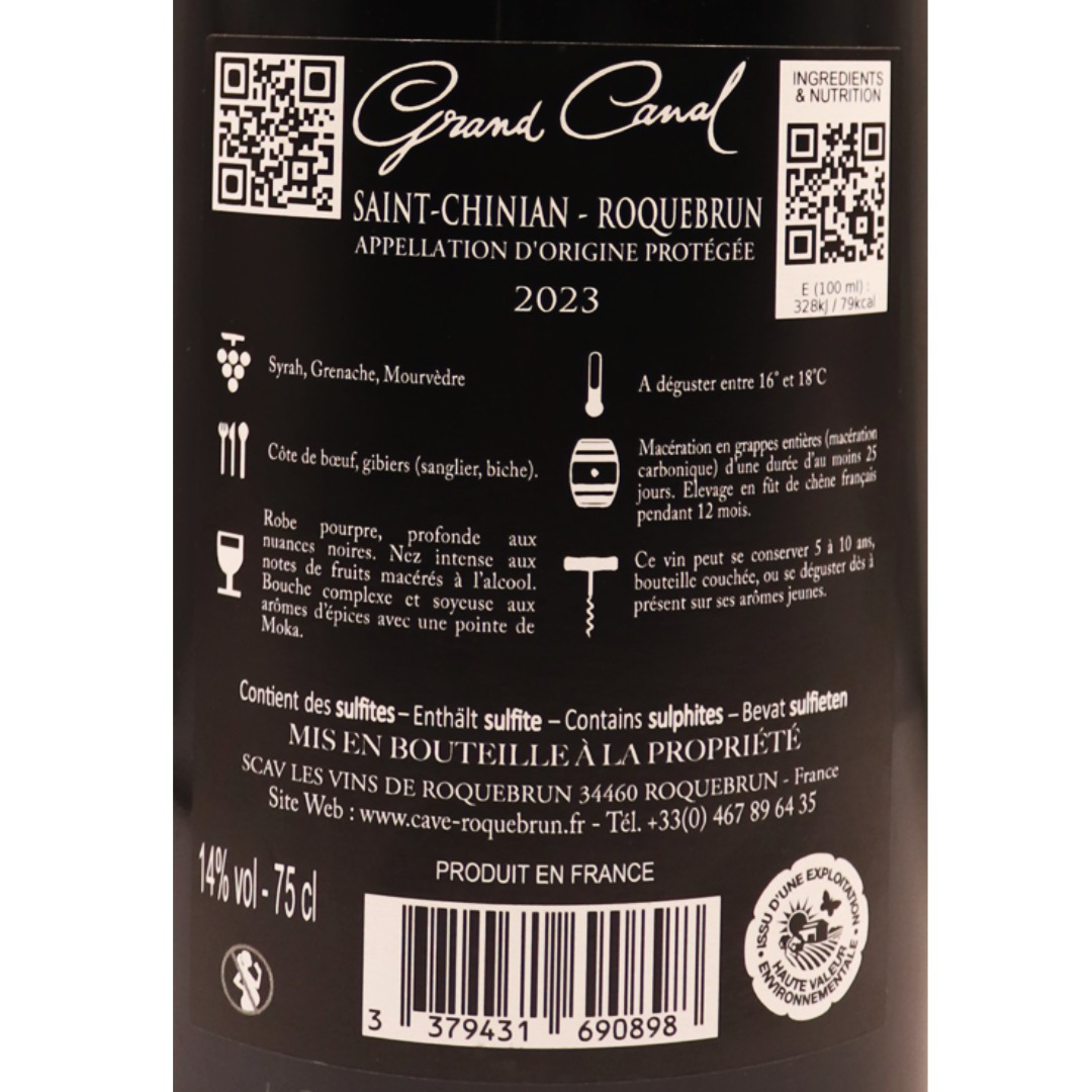 Languedoc rouge Saint-Chinian Grand Canal 23 75cl – Image 2