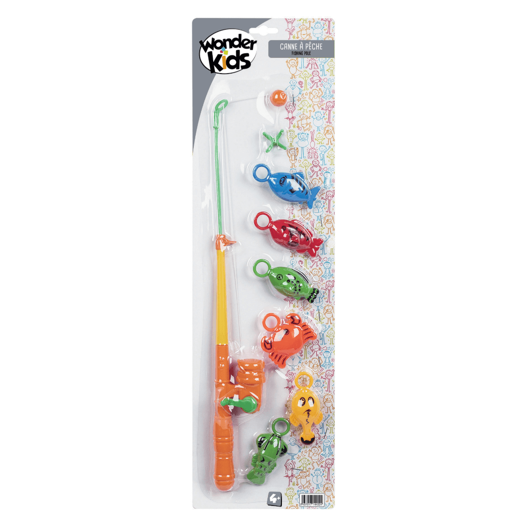 Canne à pêche 41 cm avec 6 poissons colorés