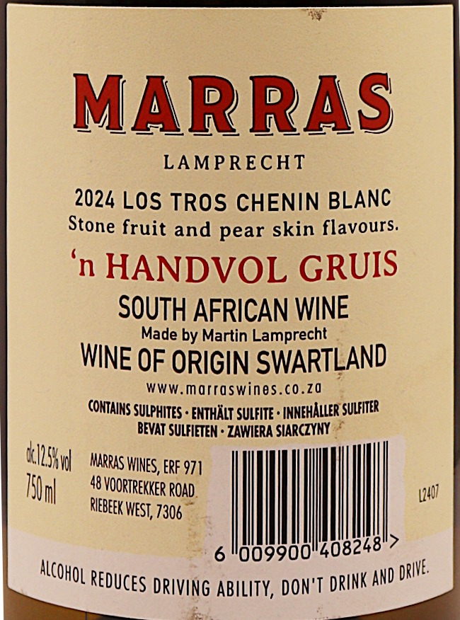 Afrique du Sud Blanc Chenin Marras Swartland 75cl – Image 2